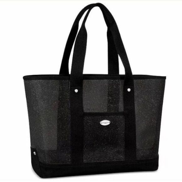 Coach Black Glitter Clear Beach Tote - Picture 1 of 9